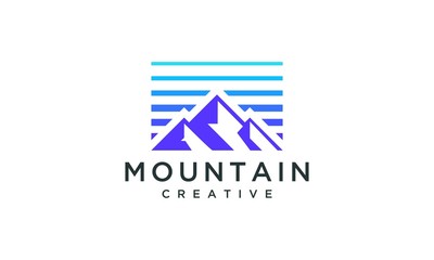 modern colorful mountain monogram logo illustration