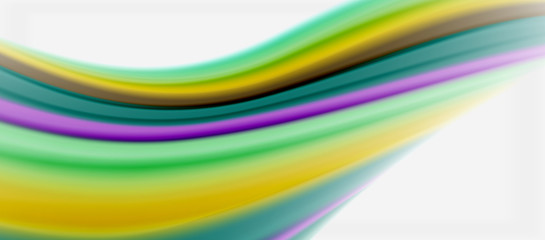Wave lines abstract background, smooth silk design with rainbow style colors. Liquid fluid color waves. Vector Illustration