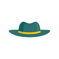 Green Hat flat icon. Vector Green hat in flat style isolated on white background. Element for web, game and advertising