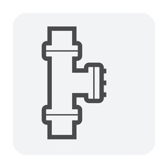 Pipe vector icon. Connection by flange fitting. Part for pipeline construction to transportation water, oil and gas. Also for water supply infrastructure, wastewater treatment, plumbing and irrigation
