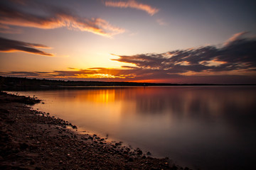 lake Bärwald at sunset