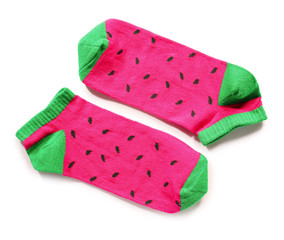 Cotton socks on white background