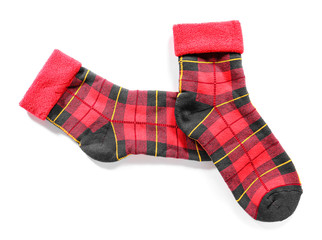 Cotton socks on white background