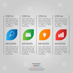 Infographic elements. Business concept timeline. Modern infograph template with four steps. Can use for workflow layout, diagram, banner, webdesign, presentation. Vector illustration.