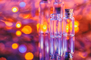 bottle for medicines. bottle for handmade, spices, drinks. bottle for perfume. bottle for olive oil. bottle for messages and old letters. closeup of empty glass jar with brown stopper