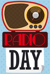 Calendar, On Air Sign and Radio to Celebrate its Day, Vector Illustration