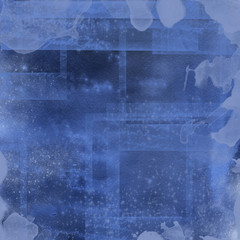 Watercolor hand painted blue grunge scrapbooking paper. Can be used for scrapbooking patterns, design wrapping paper