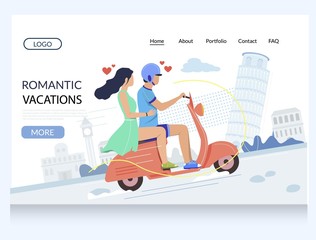 Romantic vacation vector website landing page design template