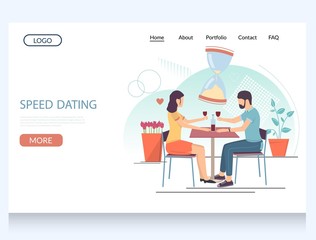 Speed dating vector website landing page design template