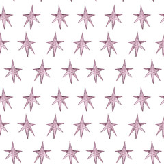 Watercolor hand painted magic star illustration. Pattern on white background. Perfect for wrapping paper, scrapbooking