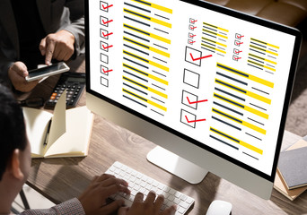Assessment Analysis businessman SURVEY and Results Analysis Discovery Analytics Technology