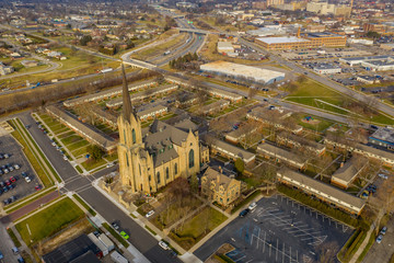 Aerial photo Historic Church of St Patrick Toledo Ohio - obrazy, fototapety, plakaty