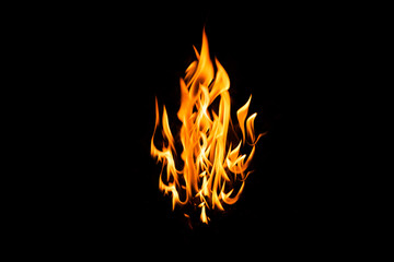Fototapeta premium Fire flames on black background. Fire flames isolated on black background