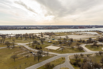 Aerial drone image Belle Isle Detroit Michigan