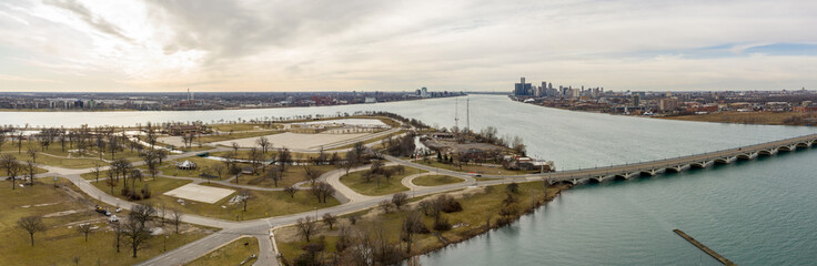Obraz premium Aerial photo Belle Isle Detroit Michigan USA