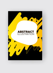 Modern abstract vector banners. Ink style poster shapes of gradient colors on black background.