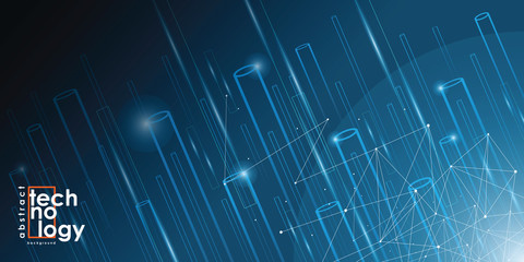 Blue social network mesh. Communication polygonal background. Vector illustration.