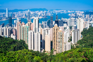 香港　ビクトリ・ピークから眺める摩天楼