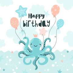 Cute octopus. Happy Birthday.