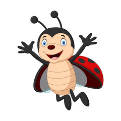 Happy ladybug cartoon waving hand