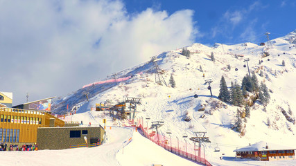 Drag lifts and ski slopes in the Swiss mountains - travel photography