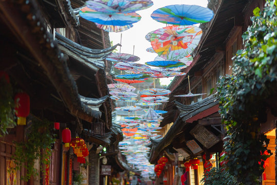 Lijiang old town, registered by UNESCO, is a good place to visit, with a cool climate and a lot of tourists., Yunnan China.