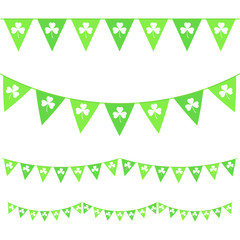 Realistic hanging color buntings garland flag set different type for Saint Patrick's day. Vector.