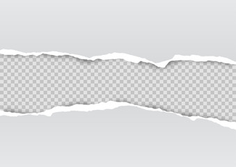 Torn paper on transparent background with space for text. Vector illustration.