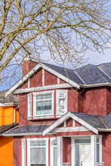 Top of a very neat and colorful home with gorgeous outdoor landscape in suburbs of Vancouver, Canada