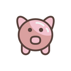 Piggy bank icon designed in flat style