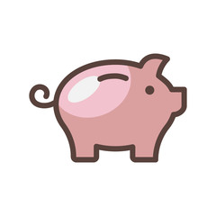 Piggy bank icon designed in flat style