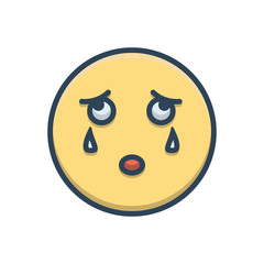Color illustration icon for cry weep 