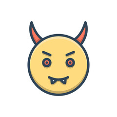 Color illustration icon for devil evil satan