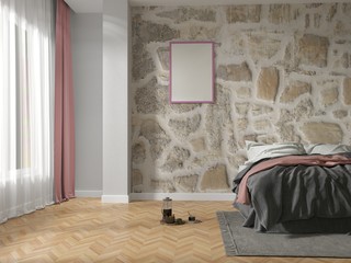 Hotel bedroom with morning coffee