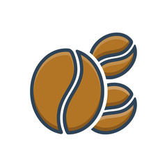 Color illustration icon for coffee bean 