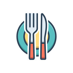 Color illustration icon for cutlery silverware 