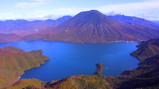 Aerial view of Lake Chuzenji nikko Japan