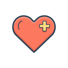 Color illustration icon for heart healthcare 