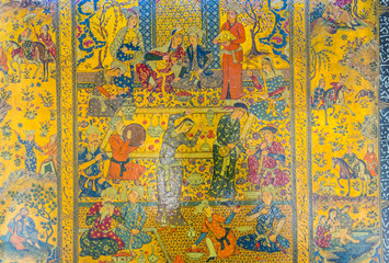 Painting of wall inside  of Vakil Bath, an old public bath in Shiraz, Iran. It was a part of the royal district constructed during Karim Khan Zand's reign.