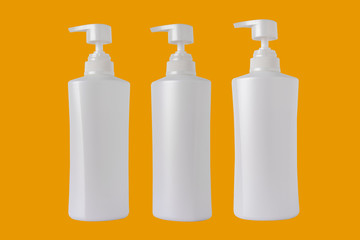 White plastic pump bottle isolate on white background.