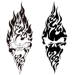 The illustration which combined a flame with the skull,