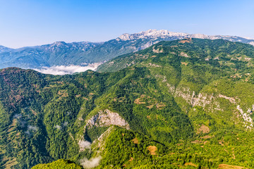 Montenegro mountains helicopter aerial view