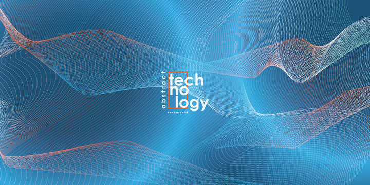 Abstract wave lines background. Dynamic particles sound wave flowing abstract background. Geometric template for your design brochure, flyer, report, website, banner. Vector illustration