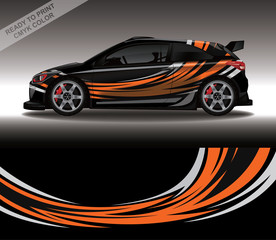 Obraz premium Car wrap decal design vector, custom livery race rally car vehicle sticker and tinting.