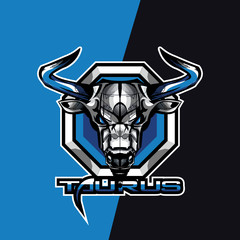 taurus zodiac, bull, buffalo esport gaming mascot logo template, suitable for your team, business, and personal branding