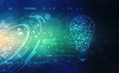 Bulb future technology, innovation background, creative idea concept, Artificial Intelligence background