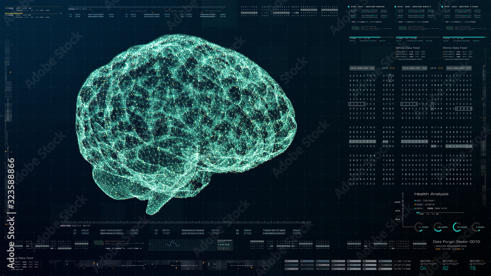 Poster futuristic head up display motion element virtual biomedical holographic human body scan neurologica