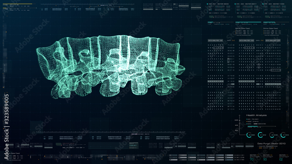 Poster futuristic head up display motion element virtual biomedical holographic human body scan neurologica