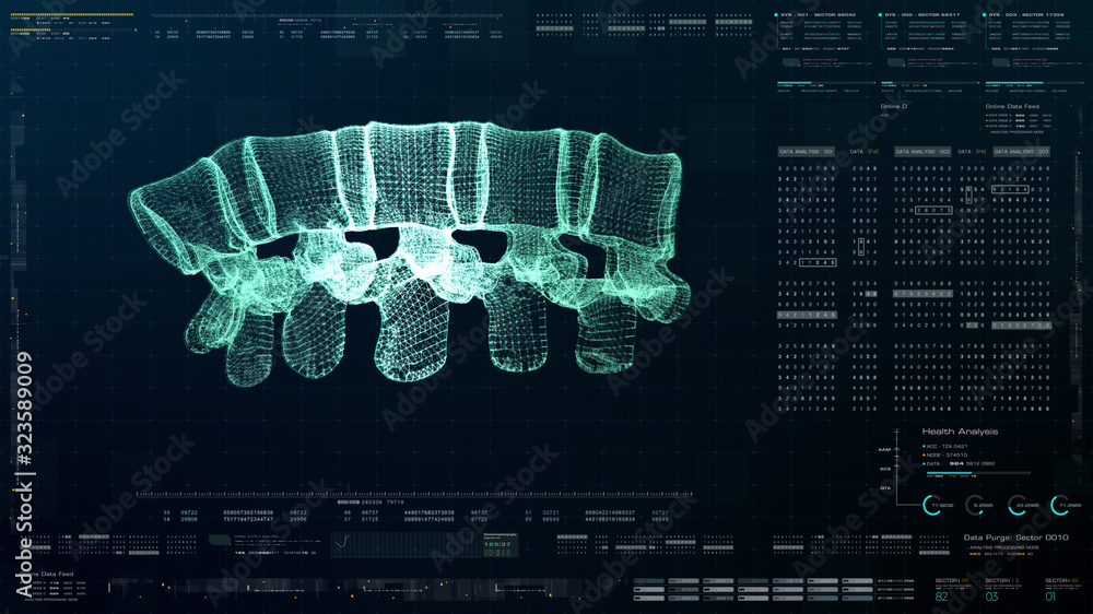 Poster futuristic head up display motion element virtual biomedical holographic human body scan neurologica