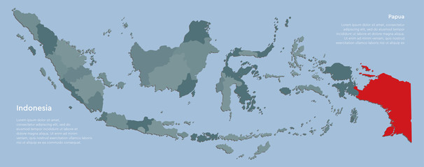 Country Indonesia map with islands province Papua